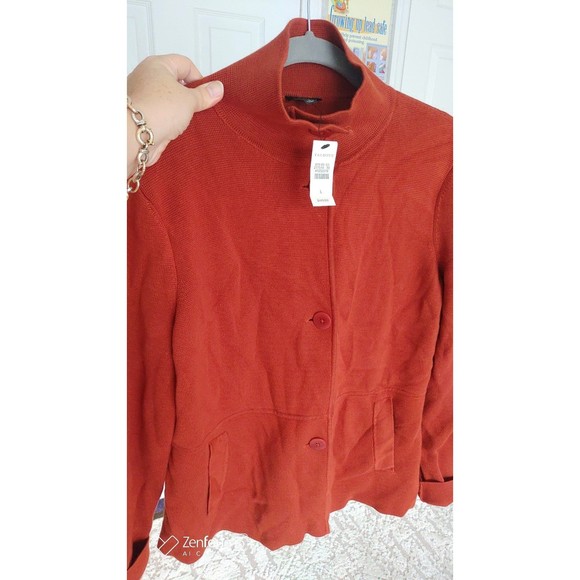 NWT Talbots Women's Cotton Rayon Blazer Cardigan Large brown red - Picture 8 of 10